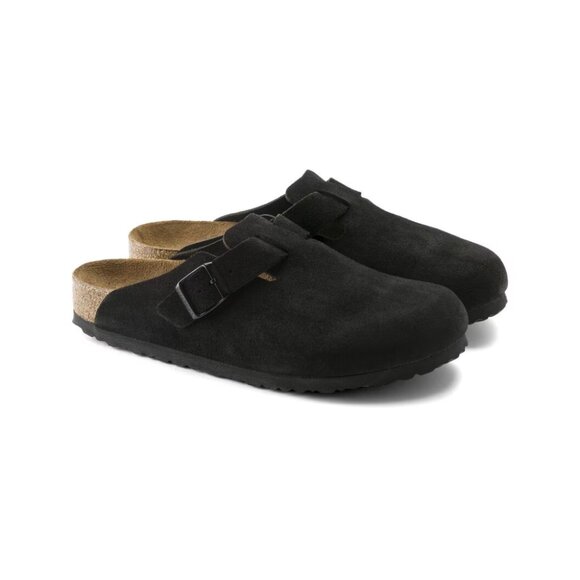 Birkenstock Boston Soft Footbed Suede Leather Black 0660473 Narrow - Picture 3 of 6